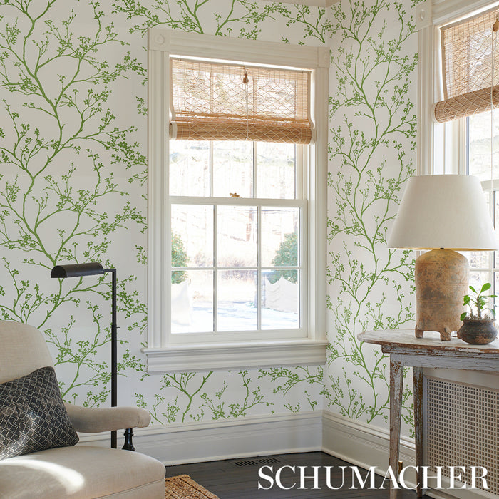 Schumacher Twiggy Green Wallpaper Sample 5003345