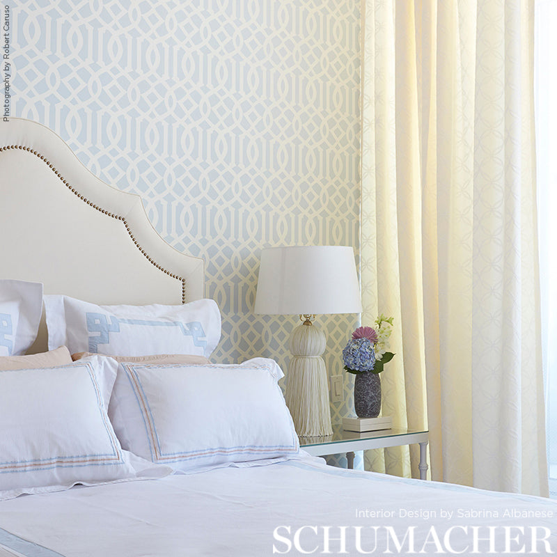 Schumacher Imperial Trellis Soft Aqua Wallpaper 5003363