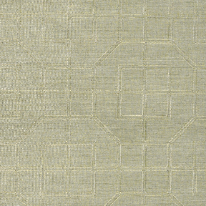 Schumacher Linyi Embroidered Fret Sisal Mist Wallpaper Sample 5003552