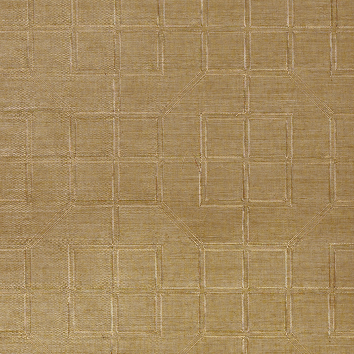 Schumacher Linyi Embroidered Fret Sisal Linen Wallpaper 5003553