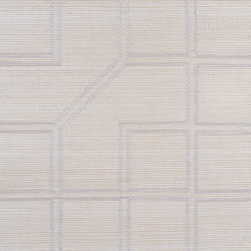 Schumacher Linyi Embroidered Fret Sisal Natural Shimmer Wallpaper 5003555