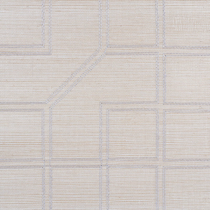 Schumacher Linyi Embroidered Fret Sisal Natural Shimmer Wallpaper 5003555