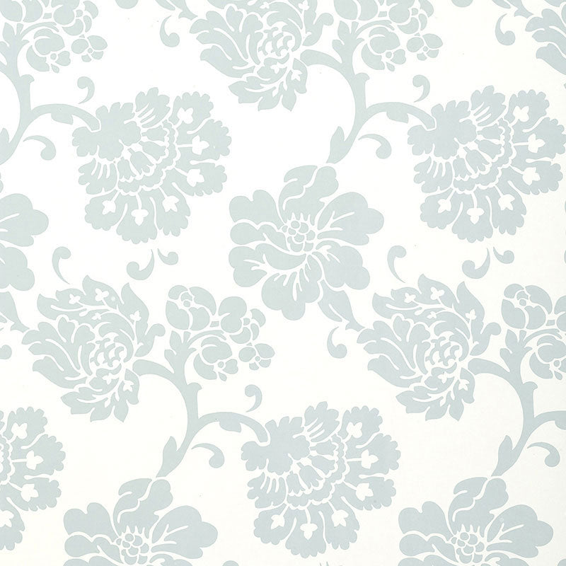 Schumacher Albero Floreale Damask Aqua Wallpaper 5003622