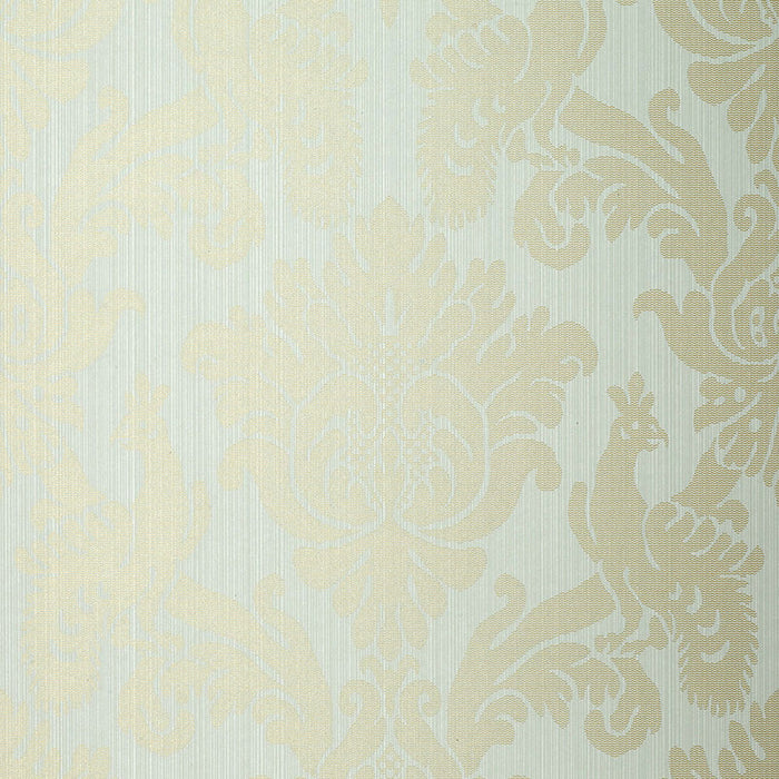 Schumacher Valette Strie Damask Robin's Egg Wallpaper 5003662