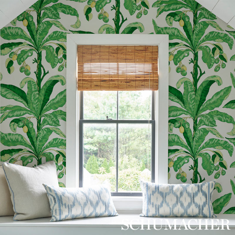 Schumacher Blair House Palm Green Wallpaper 5004064