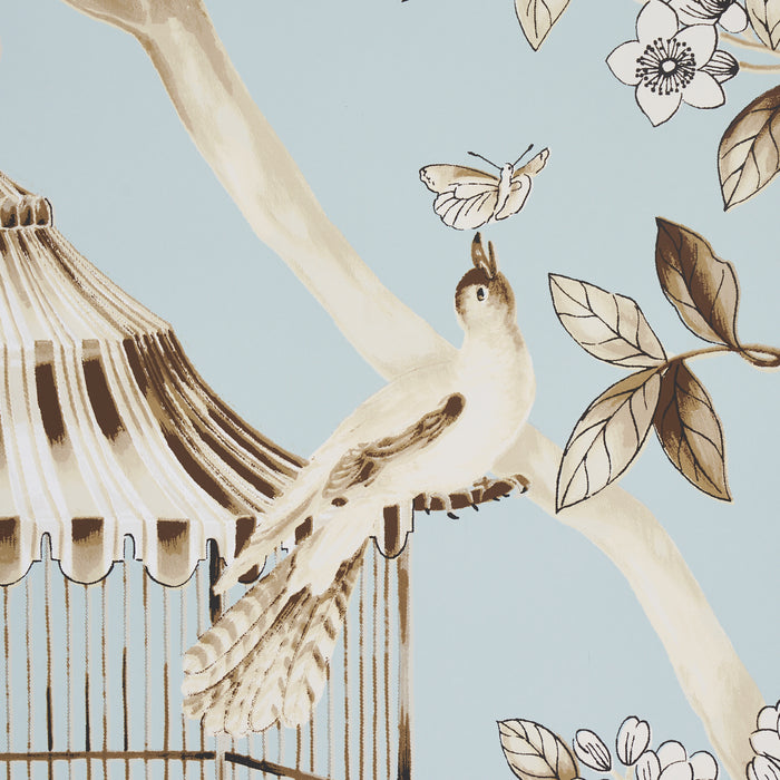 Schumacher Oiseaux Et Fleurs Mineral Wallpaper 5004080