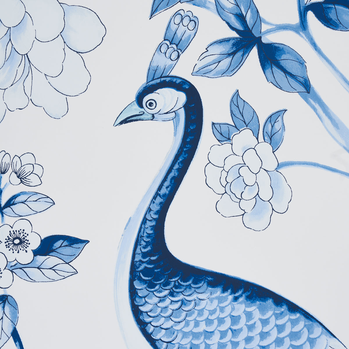 Schumacher Oiseaux Et Fleurs Porcelain Wallpaper 5004081