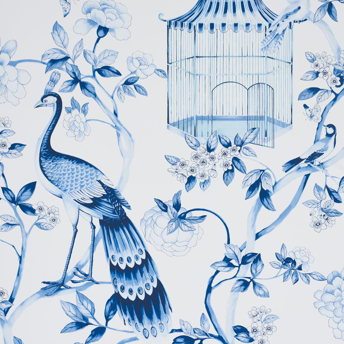 Schumacher Oiseaux Et Fleurs Porcelain Wallpaper 5004081