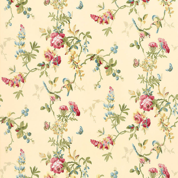 Schumacher Chickadee Floral Vanilla Wallpaper 5004361