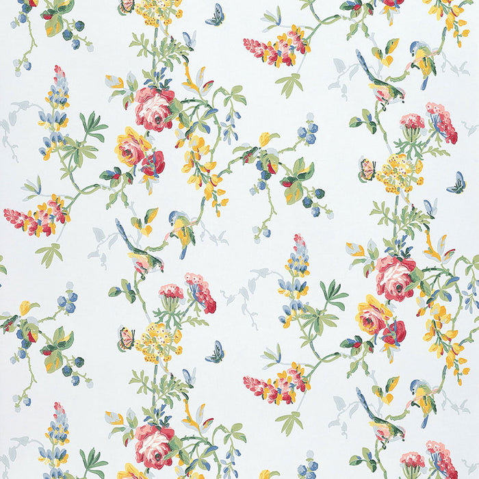 Schumacher Chickadee Floral Sky Wallpaper 5004362