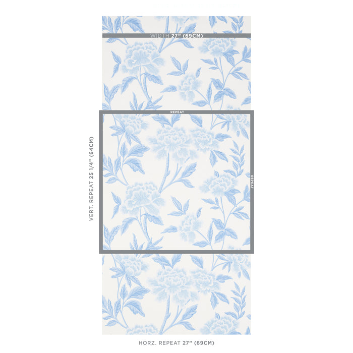 Schumacher Whitney Floral Blue Wallpaper 5004385