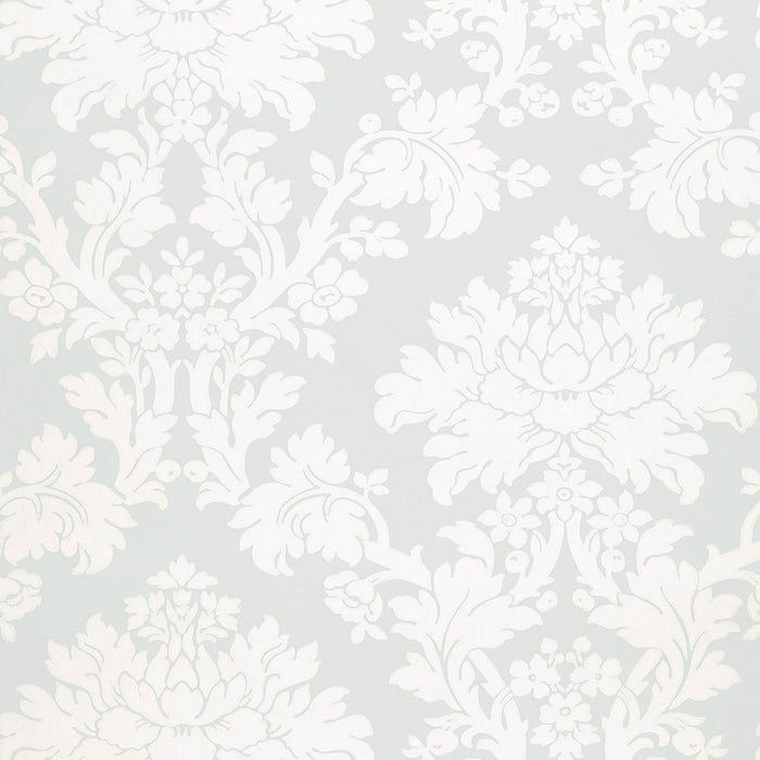 Schumacher Tierni Damask Robin's Egg Wallpaper 5004463