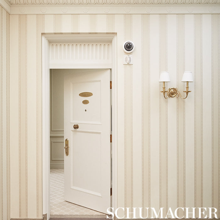 Schumacher Lansdowne Strie Stripe Limestone Wallpaper 5004621