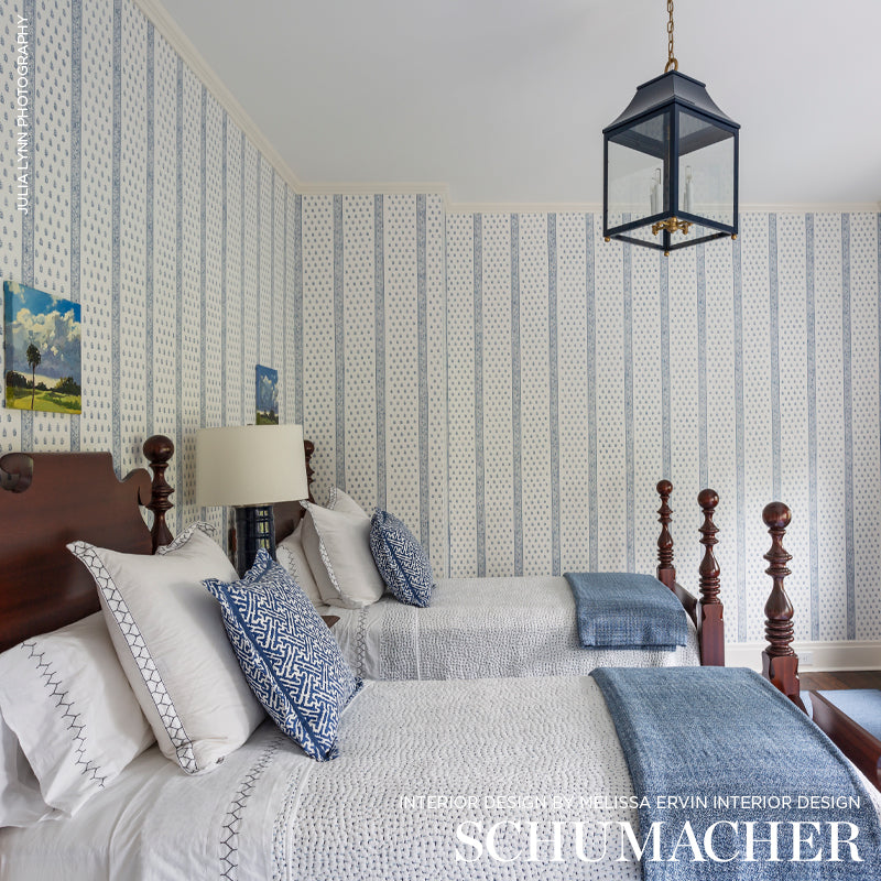 Schumacher Katsura Stripe Delft Wallpaper 5005201