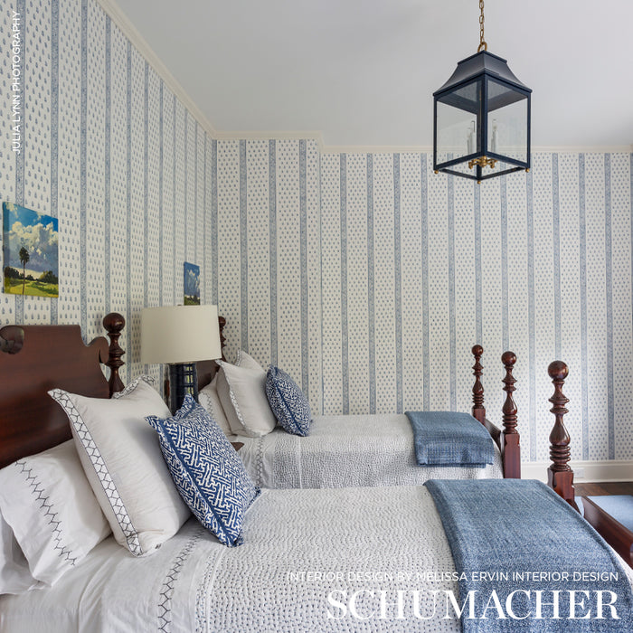 Schumacher Katsura Stripe Delft Wallpaper 5005201