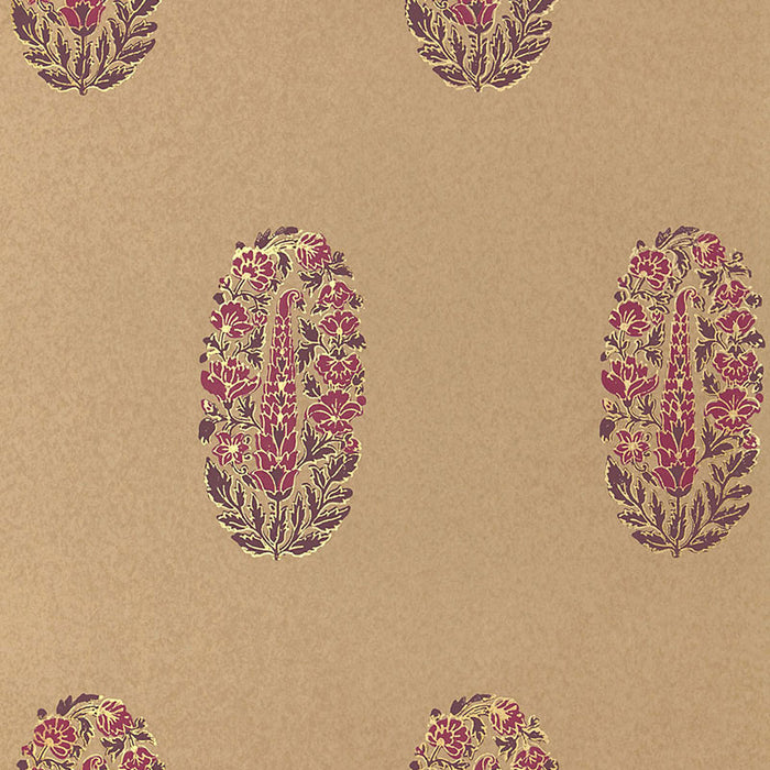 Schumacher Askandra Flower Aubergine & Cerise Wallpaper 5005313