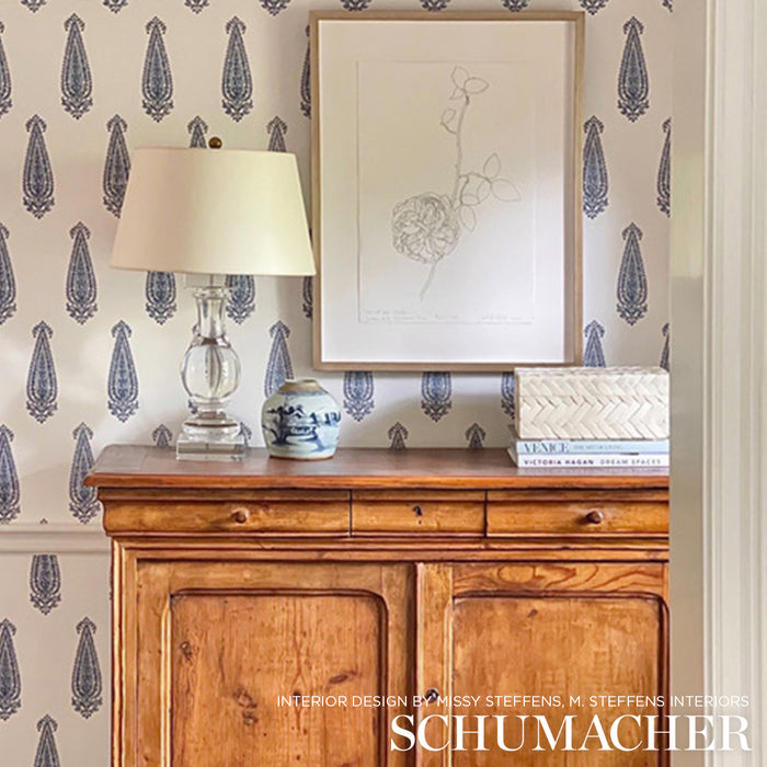 Schumacher Katara Paisley Delft Wallpaper 5005331