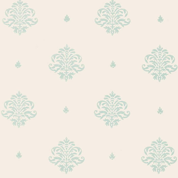 Schumacher Mayla Damask Water Blue Wallpaper 5005352