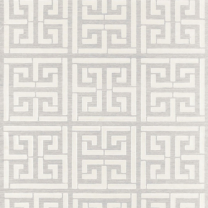 Schumacher Greek Key Sisal Silver Wallpaper 5005690