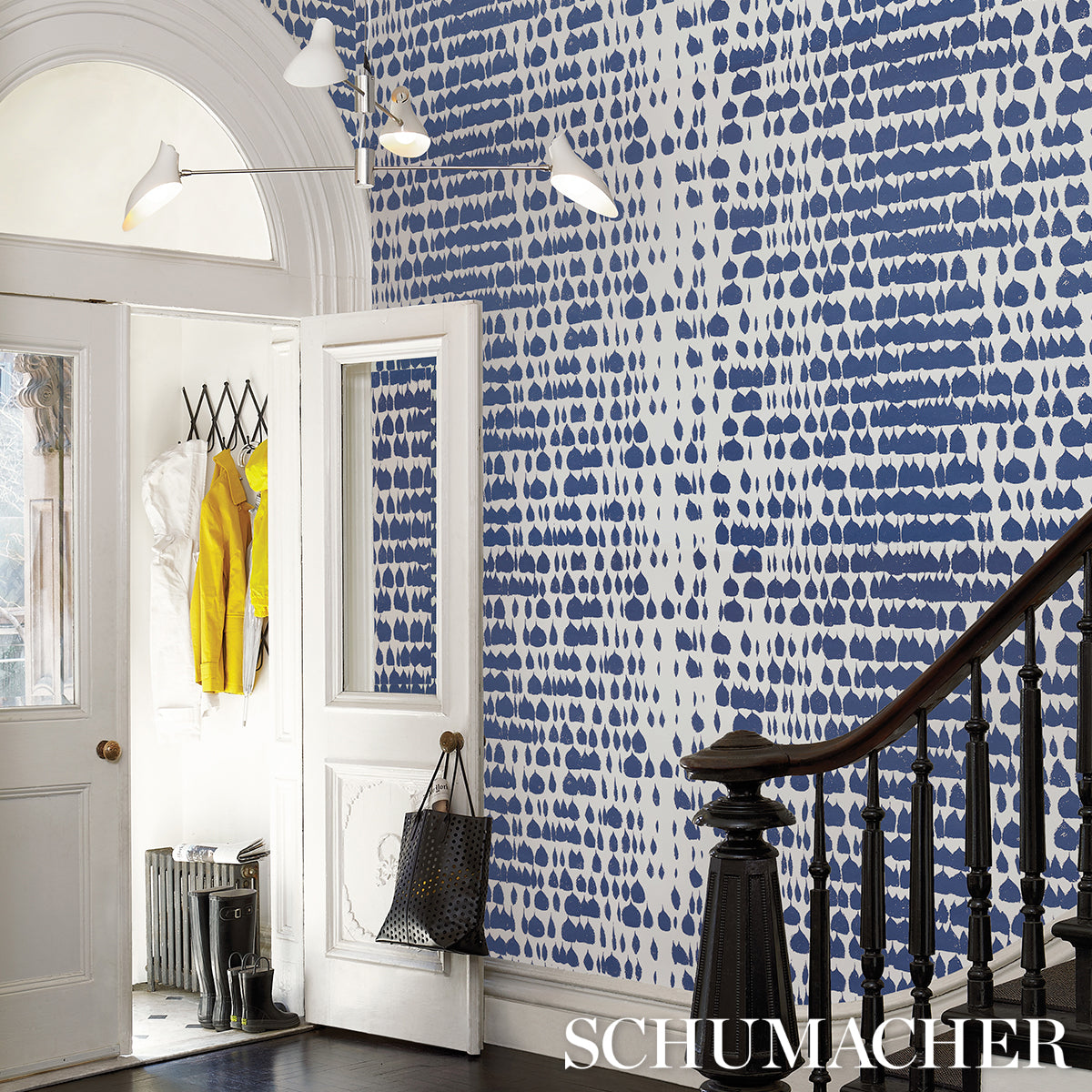 Schumacher Queen Of Spain Navy Wallpaper 5005885