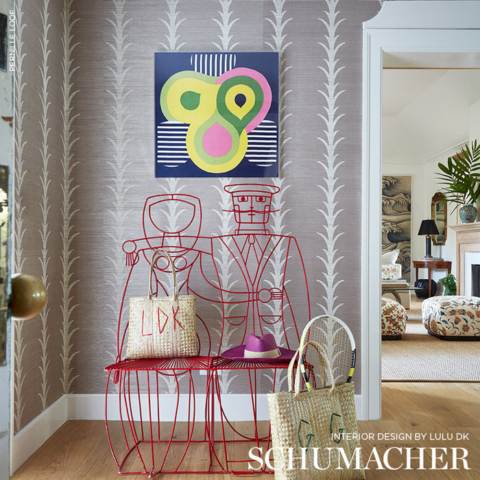 Schumacher Acanthus Stripe Sisal Haze Wallpaper 5006055