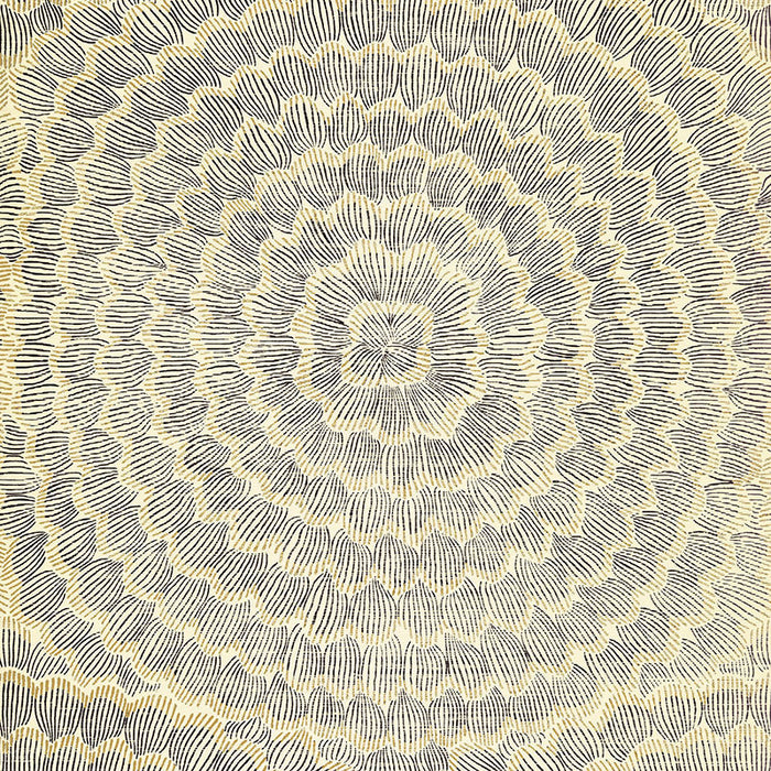 Schumacher Feather Bloom Sisal Onyx & Gold Wallpaper Sample 5006074