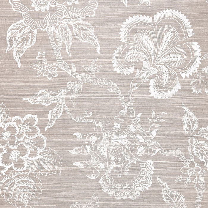 Schumacher Hothouse Flowers Sisal Haze & Chalk Wallpaper Sample 5006091