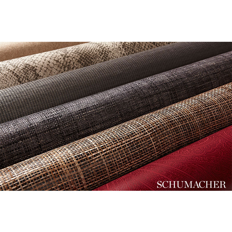 Schumacher Weston Raffia Weave Charcoal Wallpaper Sample 5006204