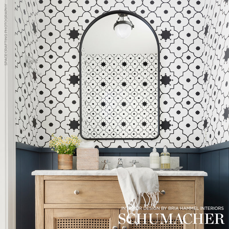 Schumacher Taj Trellis Noir Wallpaper 5006623