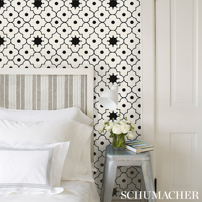 Schumacher Taj Trellis Noir Wallpaper 5006623