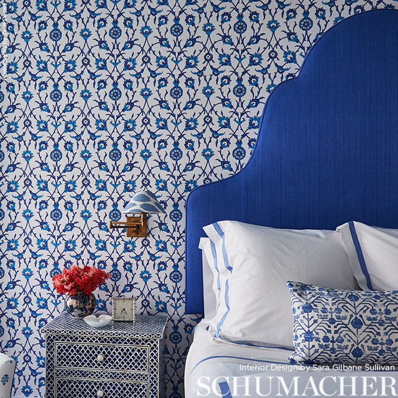 Schumacher Sultan's Trellis Peacock Wallpaper 5006700