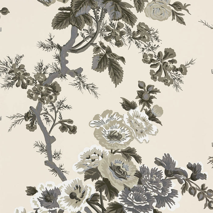 Schumacher Pyne Hollyhock Charcoal Wallpaper 5006920