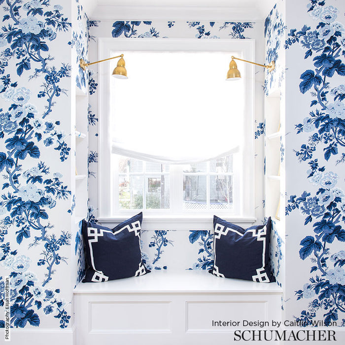 Schumacher Pyne Hollyhock Indigo Wallpaper 5006922