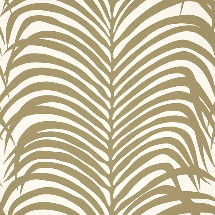 Schumacher Zebra Palm Khaki Wallpaper Sample 5006930