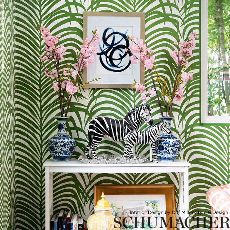 Schumacher Zebra Palm Jungle Wallpaper Sample 5006931