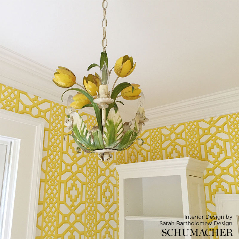 Schumacher Zanzibar Trellis Canary Wallpaper 5006940