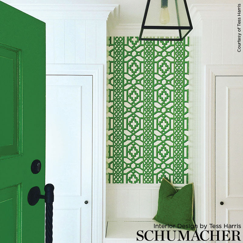 Schumacher Zanzibar Trellis Jade Wallpaper 5006941