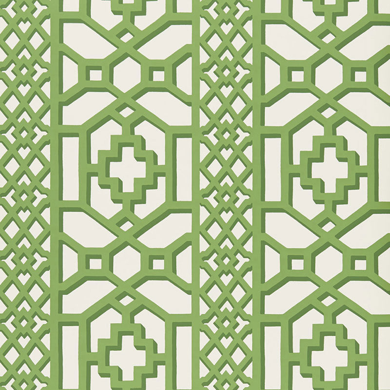 Schumacher Zanzibar Trellis Jade Wallpaper Sample 5006941