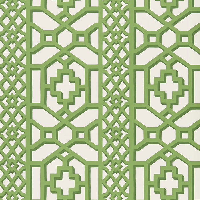 Schumacher Zanzibar Trellis Jade Wallpaper Sample 5006941