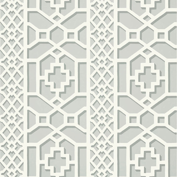 Schumacher Zanzibar Trellis Cloud Wallpaper Sample 5006943