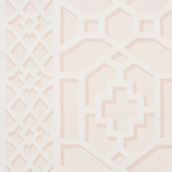 Schumacher Zanzibar Trellis Blush Wallpaper Sample 5006944