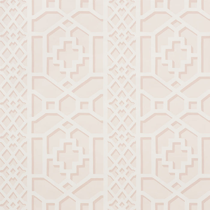 Schumacher Zanzibar Trellis Blush Wallpaper Sample 5006944