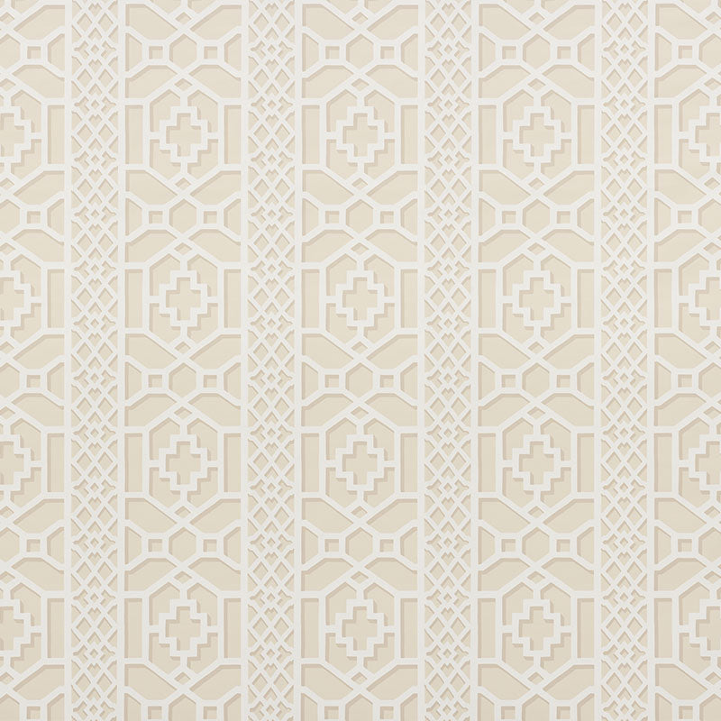 Schumacher Zanzibar Trellis Sand Wallpaper Sample 5006945