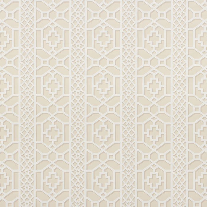 Schumacher Zanzibar Trellis Sand Wallpaper Sample 5006945