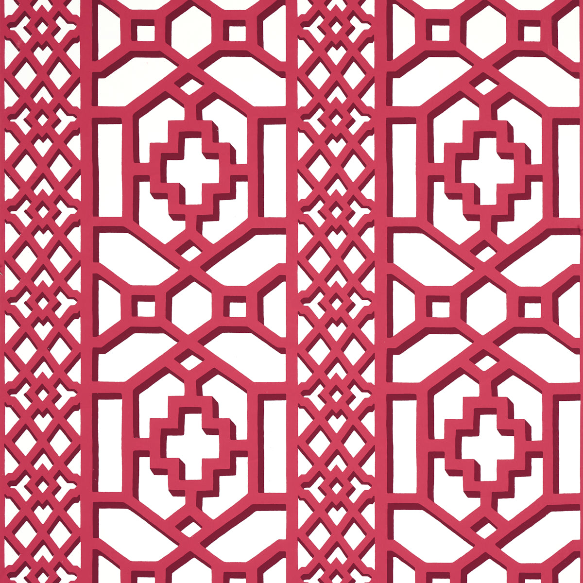 Schumacher Zanzibar Trellis Laquer Red Wallpaper Sample 5006948