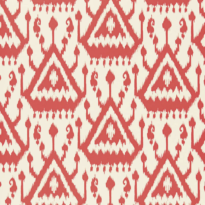 Schumacher Vientiane Ikat Coral Wallpaper 5006950