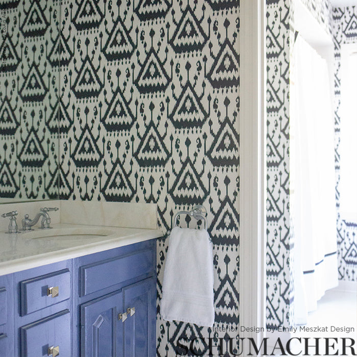 Schumacher Vientiane Ikat Indigo Wallpaper 5006952