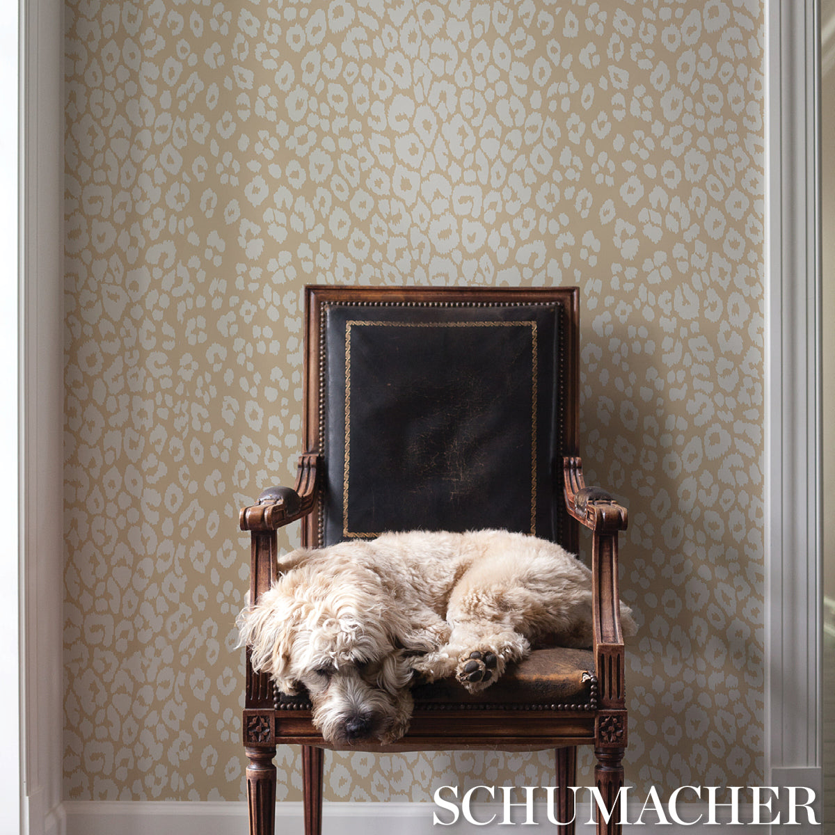 Schumacher Iconic Leopard Ivory On Neutral Wallpaper 5007020