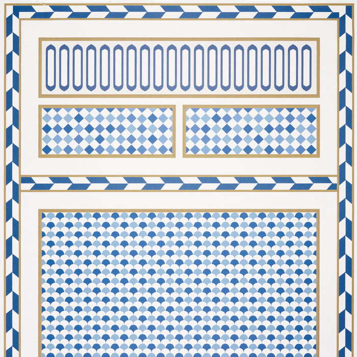 Schumacher Robinchon Panel A Blue Wallpaper 5007101