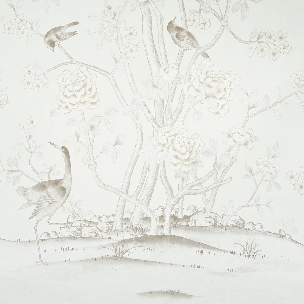 Schumacher Chinois Palais Panel Neutral Wallpaper 5007122